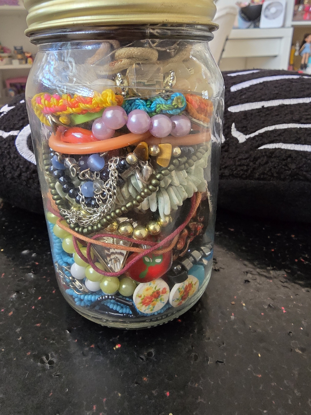 Mason Jar Jewelry Organizer - Colorful Bead & Bracelet Storage